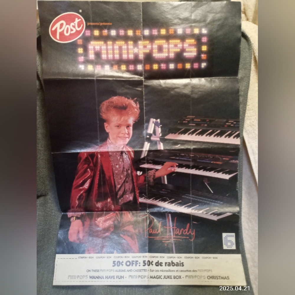 Vintage Paul Hardy "Mini Pops" Music Poster with Keyboards